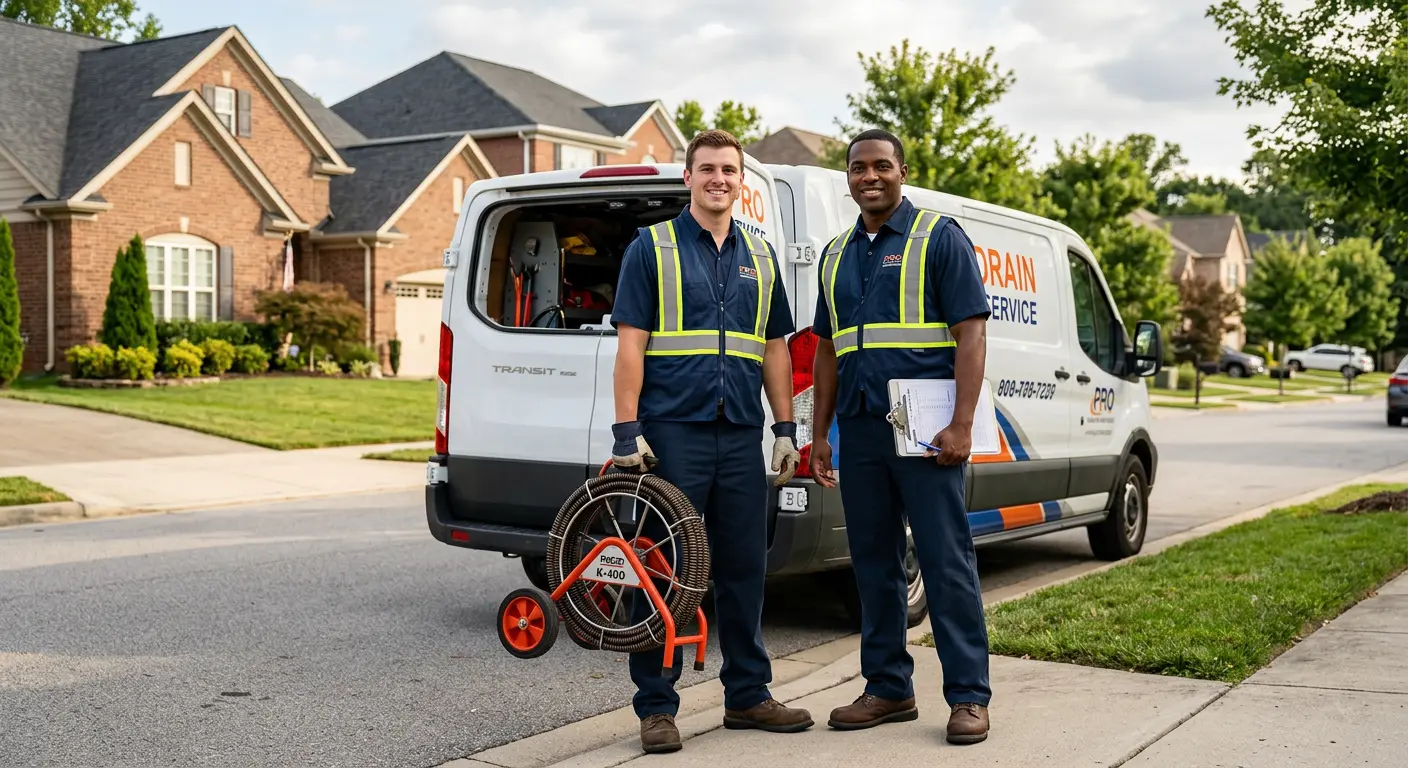Sewer and drain service team with equipment ready for work in Winona