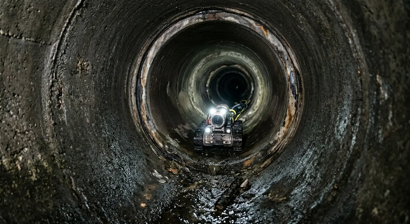 Robotic sewer camera inspecting pipe interior for Drain Snake Service in Winona